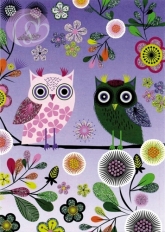 Postkarte Elegant Owls, violett