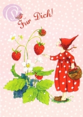 Postkarte Pippa mit Erdbeeren, Für Dich