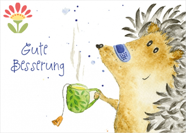 Postkarte Gute Besserung, Igel