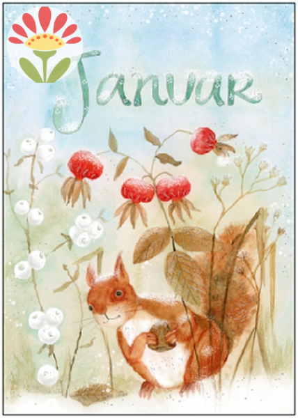 01/ Postkarte Januar, Eichhörnchen