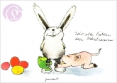 Postkarte Wir alle lieben den Osterhasen