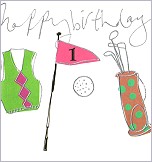 Klappkarte Happy Birthday, Golf