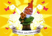 Postkarte Viel Glück zum Geburtstag, Gartenzwerg