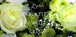 Postkarte Zum Geburtstag viele Grüße, Rosen