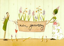 Postkarte Geburtstag, Frühlingsblumen