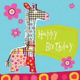 Postkarte Happy Birthday, Giraffe