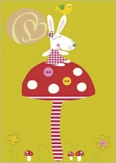 Postkarte Das Kaninchen im Pilzenland