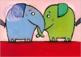 Postkarte Schmusende Elefanten