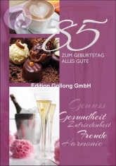 Klappkarte 85. Geburtstag, Kaffee/Pralinen/Sekt