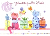 Postkarte Zum Geburtstag alles Liebe, Katzen