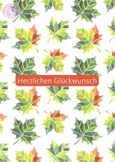 Postkarte Herzlichen Glückwunsch, Herbstblätter