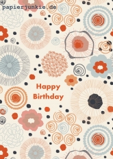 Postkarte Happy Birthday, Hippie Scandi Blumenmix