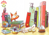 Faltkarte Fuchs mit Büchern