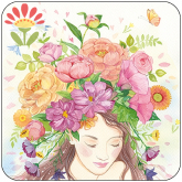 Postkarte Mädchen mit Blumenschmuck