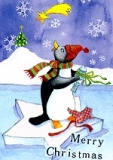 Postkarte Merry Christmas, Pinguin